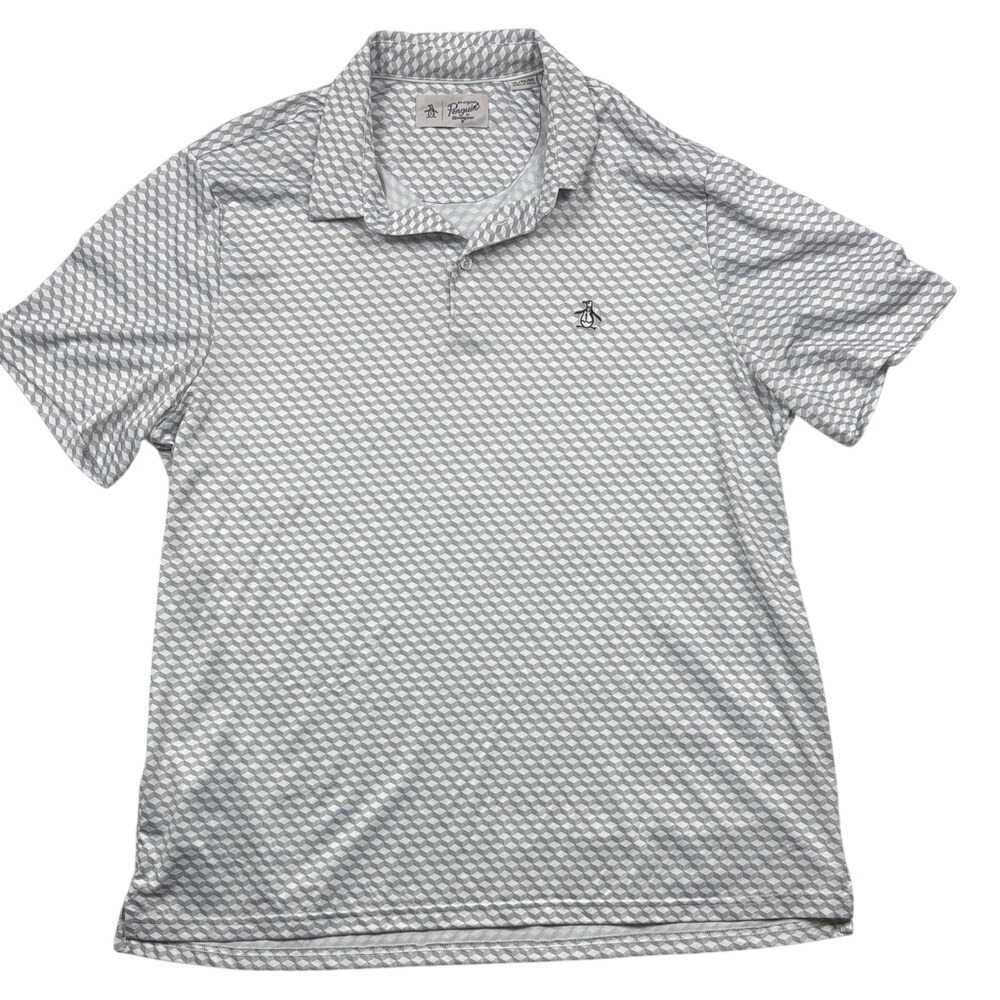 Original Penguin Polo Shirt Short Sleeve Mens Size XL Gray & White Golf